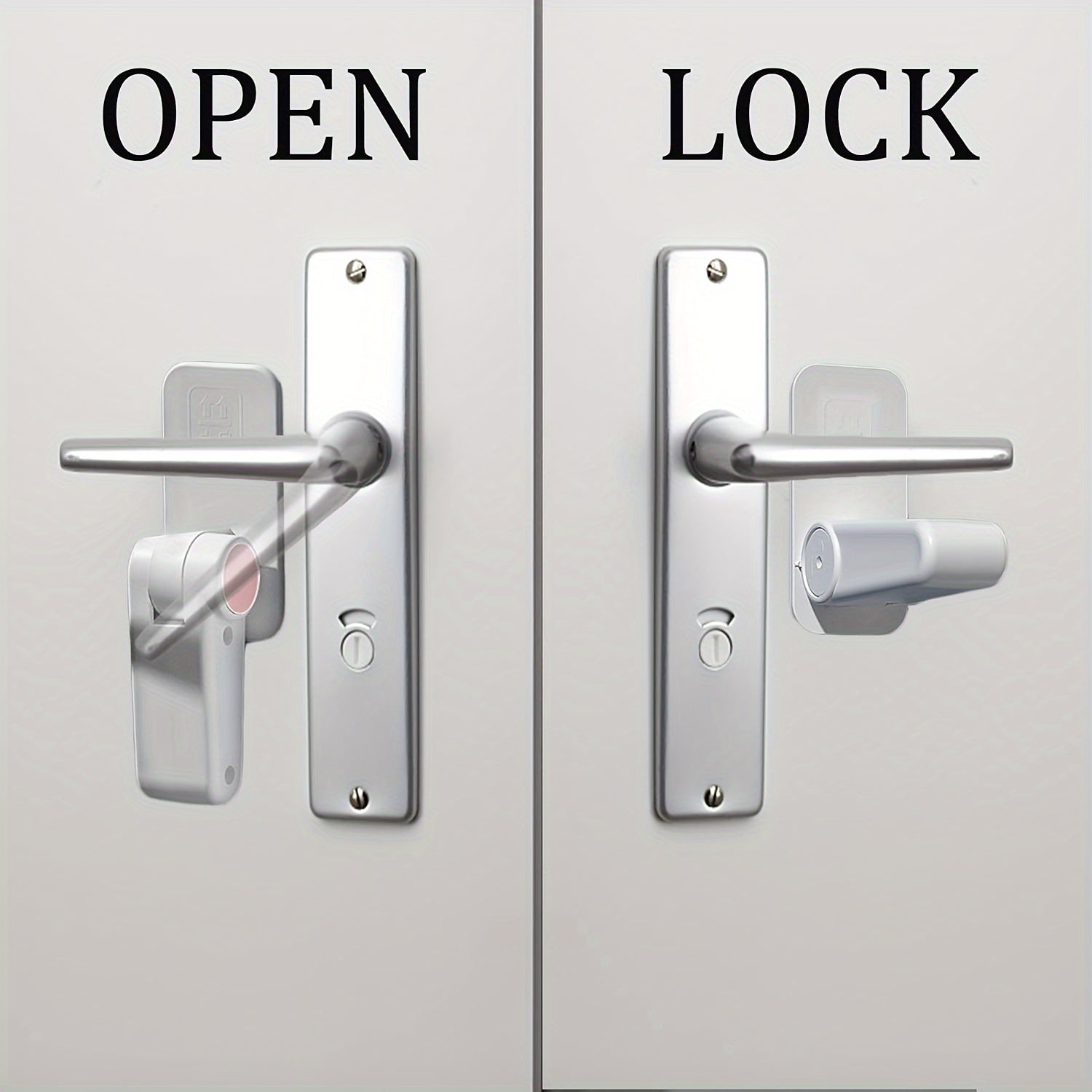 Set of 2 Door Handle Locks for Home Security Easy Installation