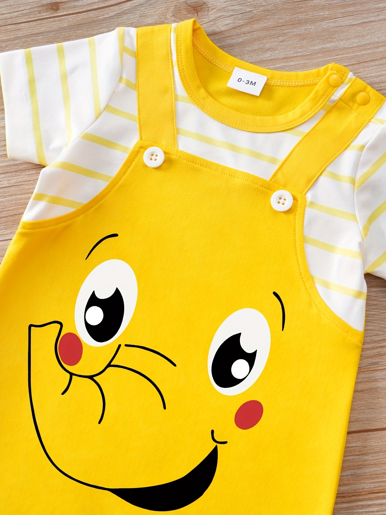 Kids' Summer Elephant Cartoon Romper for 0-3 Years Girls and Boys Made of Soft Polyester Blend