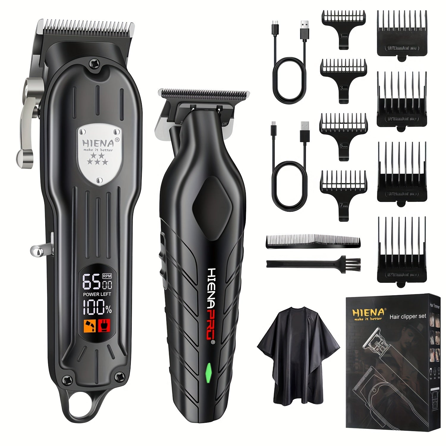 Professional Men's Salon Electric Haircutting Scissors USB Rechargeable Set