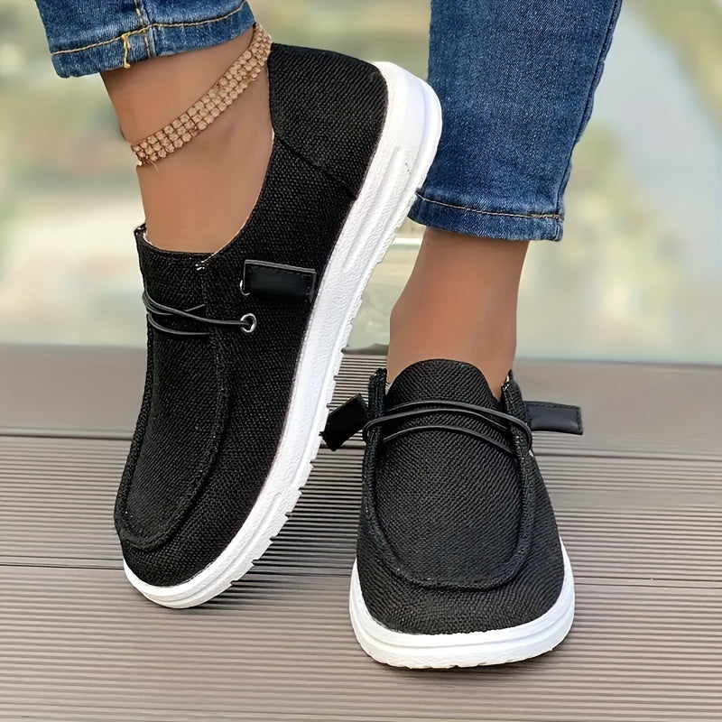 Women's Casual Slip-On Flats Breathable Woven Fabric Low Top Sneakers