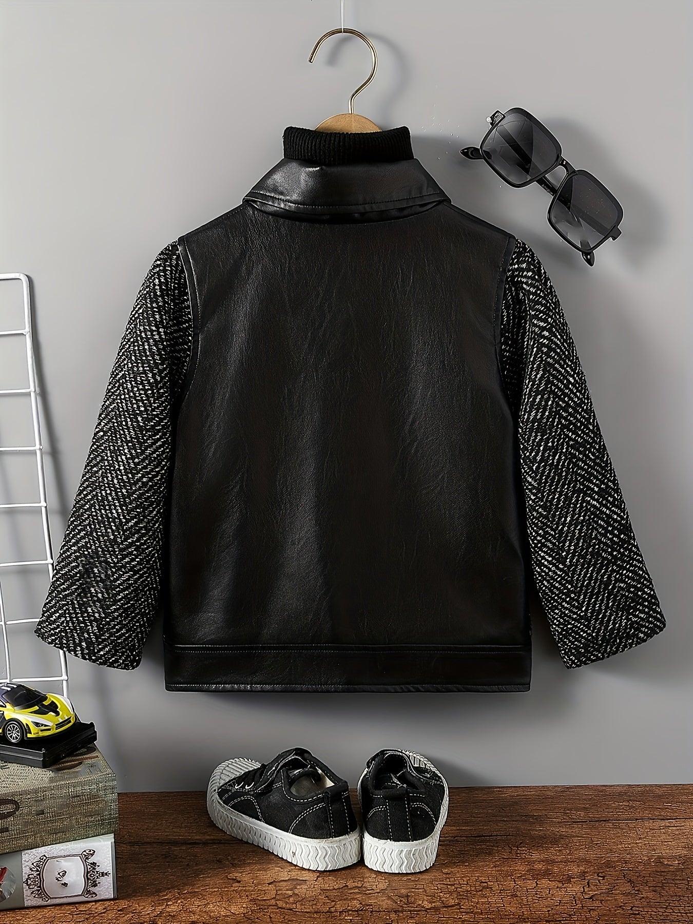 Boys Zip-Up Jacket Polyester Solid Color Casual All Seasons