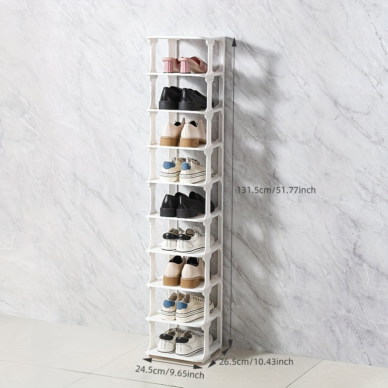 Estante para zapatos de plástico de múltiples capas con componentes desmontables en blanco o negro