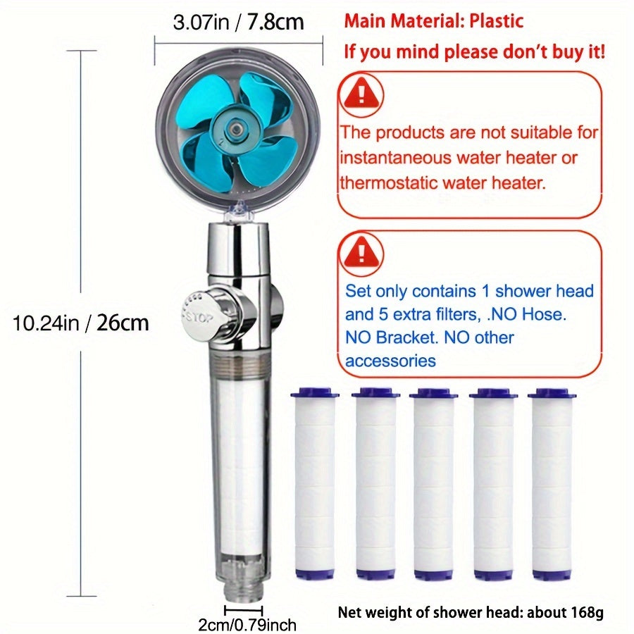 Cabezal de ducha de mano con alta presión y 5 filtros para uso en baño