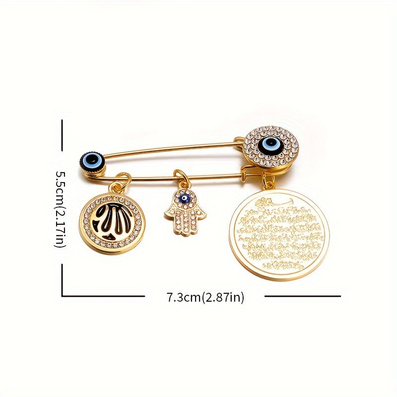 Evil Eye Brooch with Blue Amulet Islamic Jewelry Gift