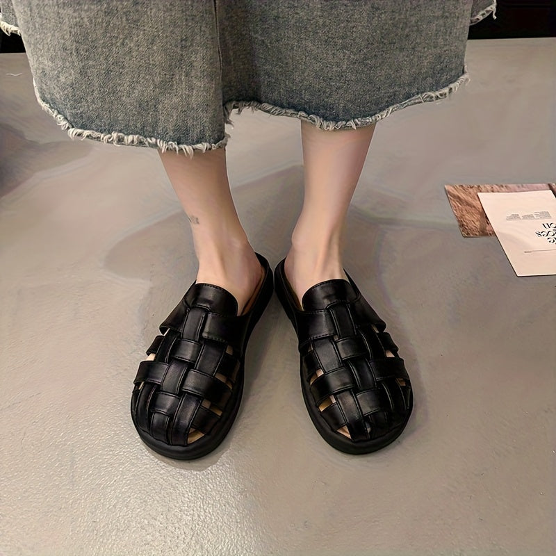 Women's Casual Clogs Black and Yellow Strappy Summer Flat Shoes