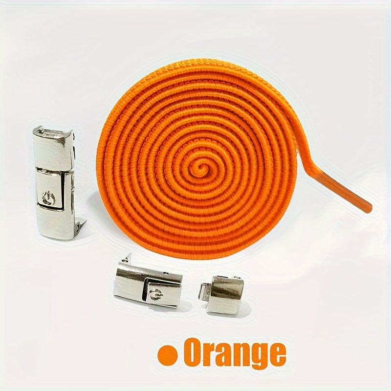 Unisex Elastic Flat Shoelaces With Metal Buckles No Tie Shoe Accessories