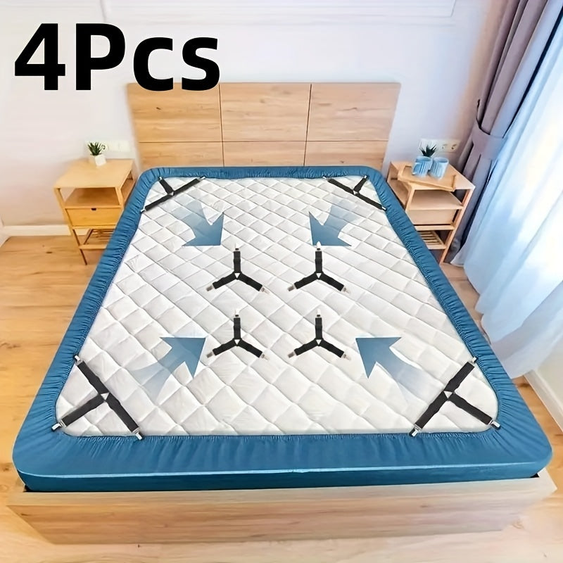 Black Adjustable Bed Sheet Straps Set for Secure Wrinkle-Free Bedding