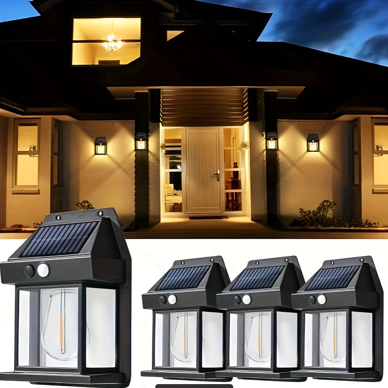 Lámpara solar de pared con sensor de movimiento y 3 modos de iluminación para patio, garaje y jardín