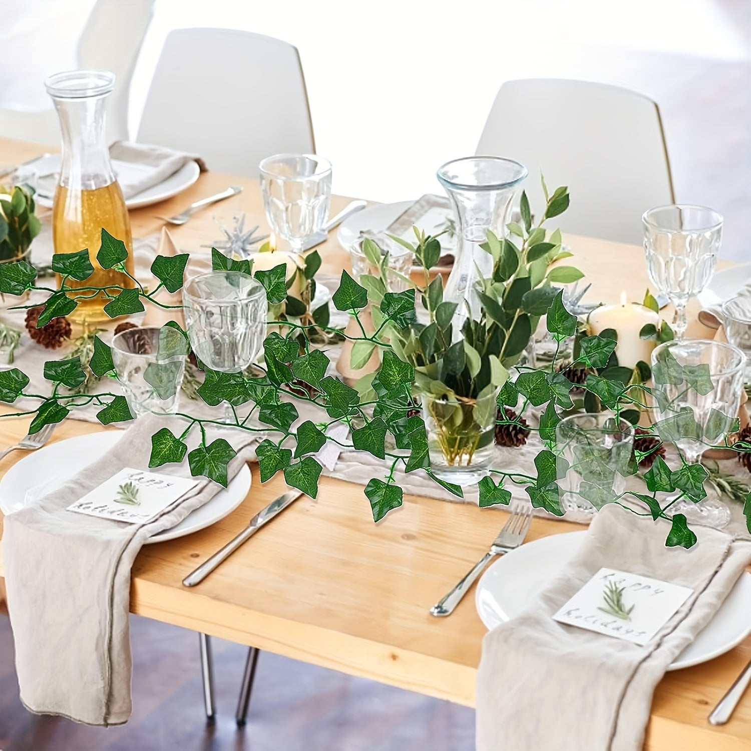 Artificial Ivy Vines Set for Home Garden Wedding Decor Green 12 Pieces