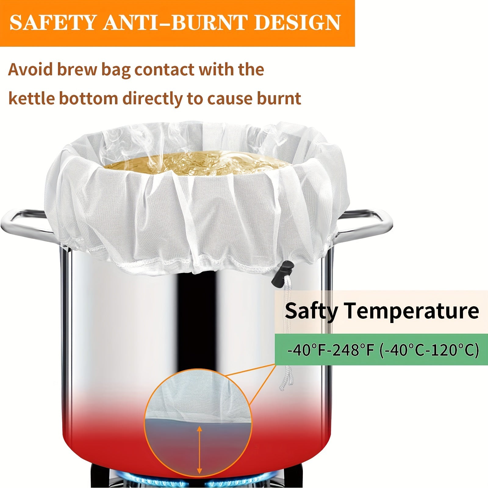 Большой, прочный мешок для заваривания с мелкой сеткой - 66,04 см x 55,88 см, регулируемый шнурок для домашнего пивоварения. Отлично подходит для хмеля, зерна и фруктового вина для пивоварения.