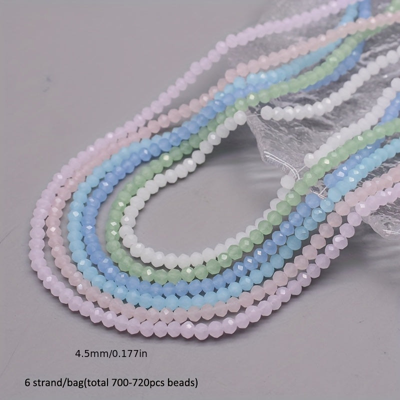 720 Pieces Faceted Glass Rondelle Beads 4mm for Jewelry Making and Crafts