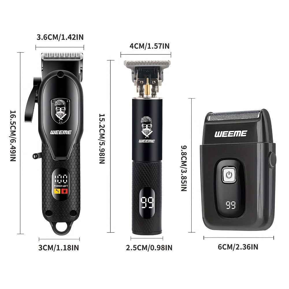 Электрическая машинка для стрижки волос для мужчин, перезаряжаемая через USB, с низким уровнем шума, ЖК-дисплей, триммер T-образной формы, бритва