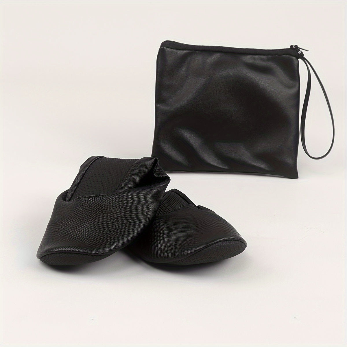 Zapatos de baile suaves, ligeros y plegables para interior con patrón de cruz en negro para mujer