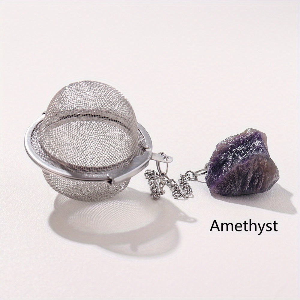 Stainless Steel Tea Filter Maker with Natural Crystal Stone