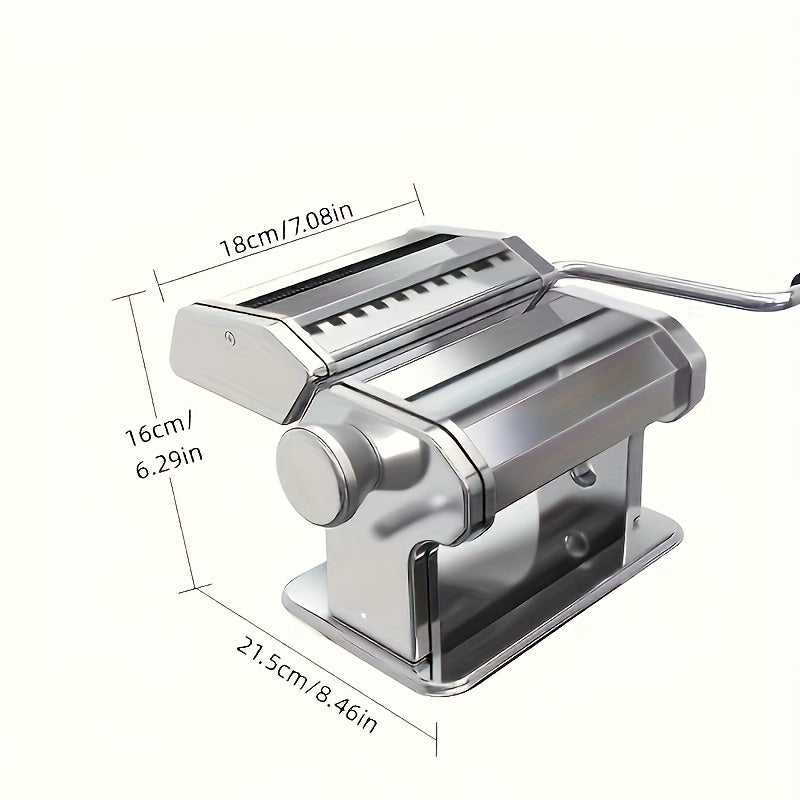 Stainless Steel Manual Noodle Maker with Dual Cutter and Adjustable Thickness