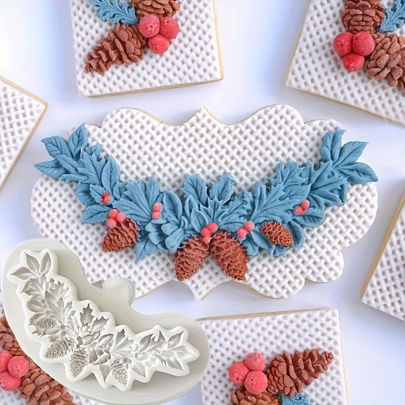 Silicone Christmas Wreath Mold 3D Resin Candy Fondant Cake Decorating Tool
