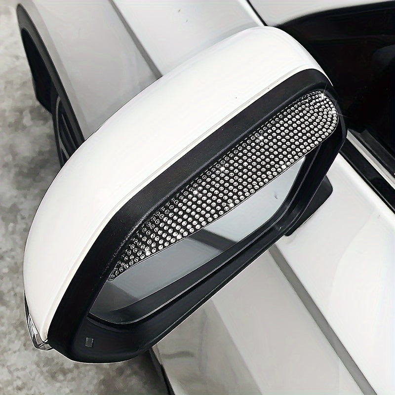2 piezas de protectores de lluvia para espejos de coche con cristales de Swarovski reflectantes para mayor visibilidad