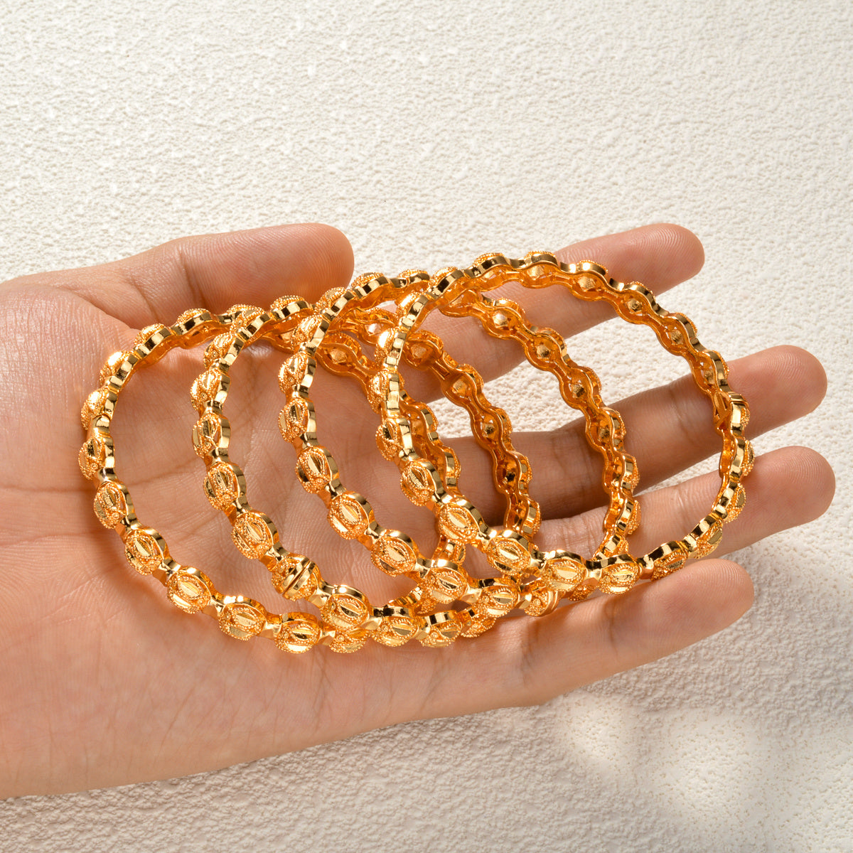 Set of Six Vintage Copper Bangle Bracelets Geometric Engravings Romantic Wedding Gift for Mother or Girlfriend