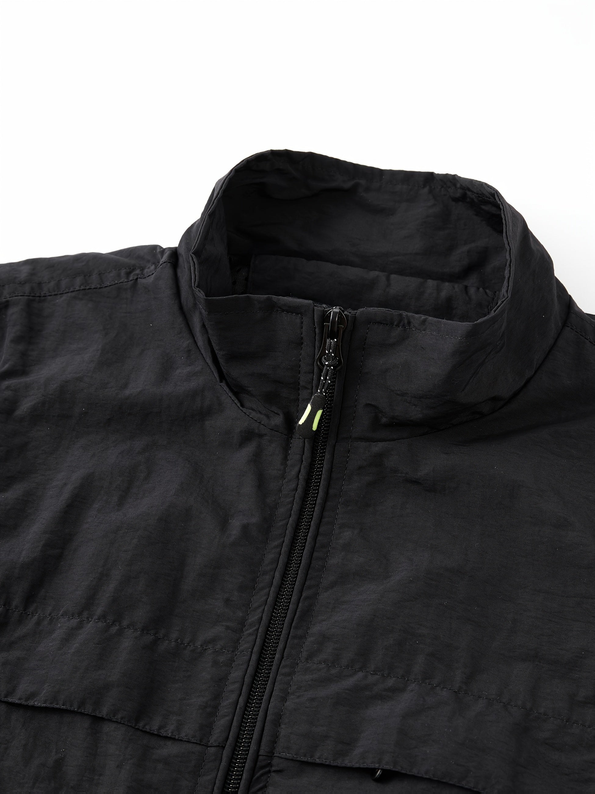 Men's Sleeveless Outdoor Vest with Stand Collar Drawstring Nylon Polyester Casual