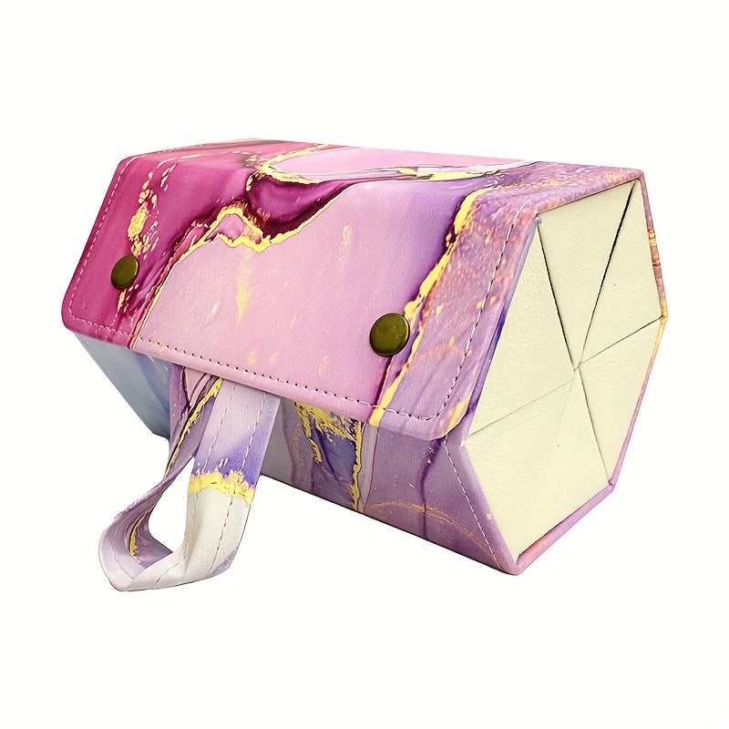 Travel Eyewear Organizer with 6 Slots Foldable Hanging Glasses Storage Box in Retro Floral Design