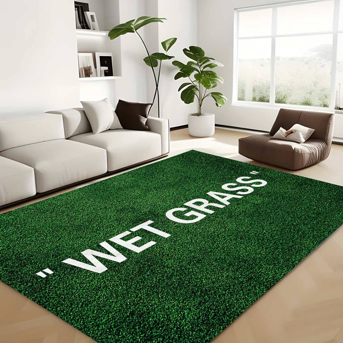 Green Grass Area Rug Non-Slip Machine Washable for Living Room Bedroom Kitchen