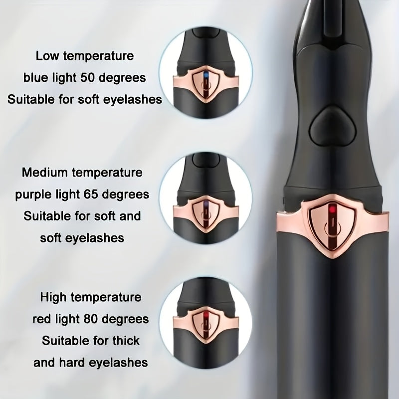 Electric Eyelash Curler Heated Brush USB Rechargeable 3 Temperature Settings Portable