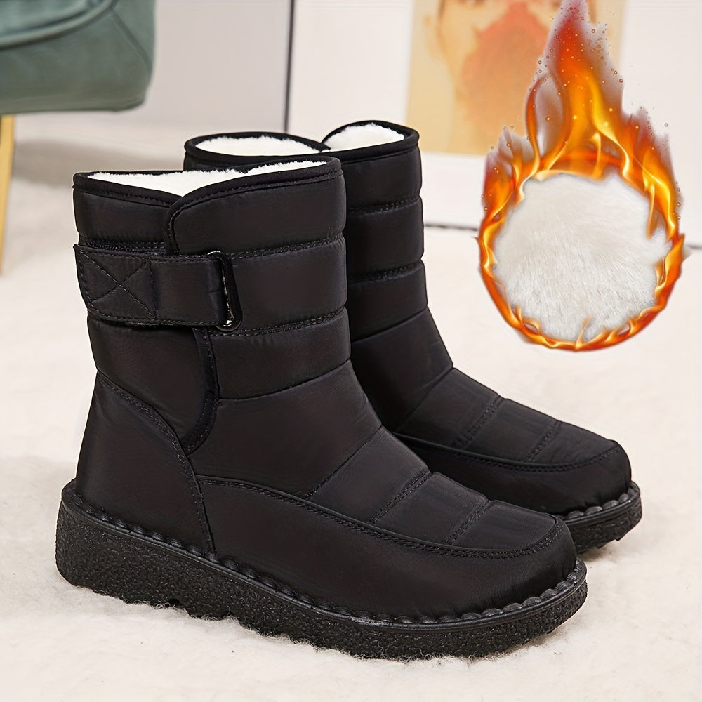 Women's Winter Snow Boots Faux Fur Lined Black Casual Waterproof