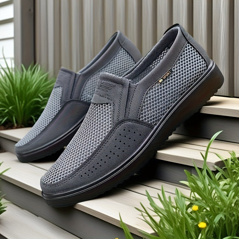 Men's Casual Loafers Slip-On Shoes Breathable Fabric Minimalist Round Toe All-Season Streetwear