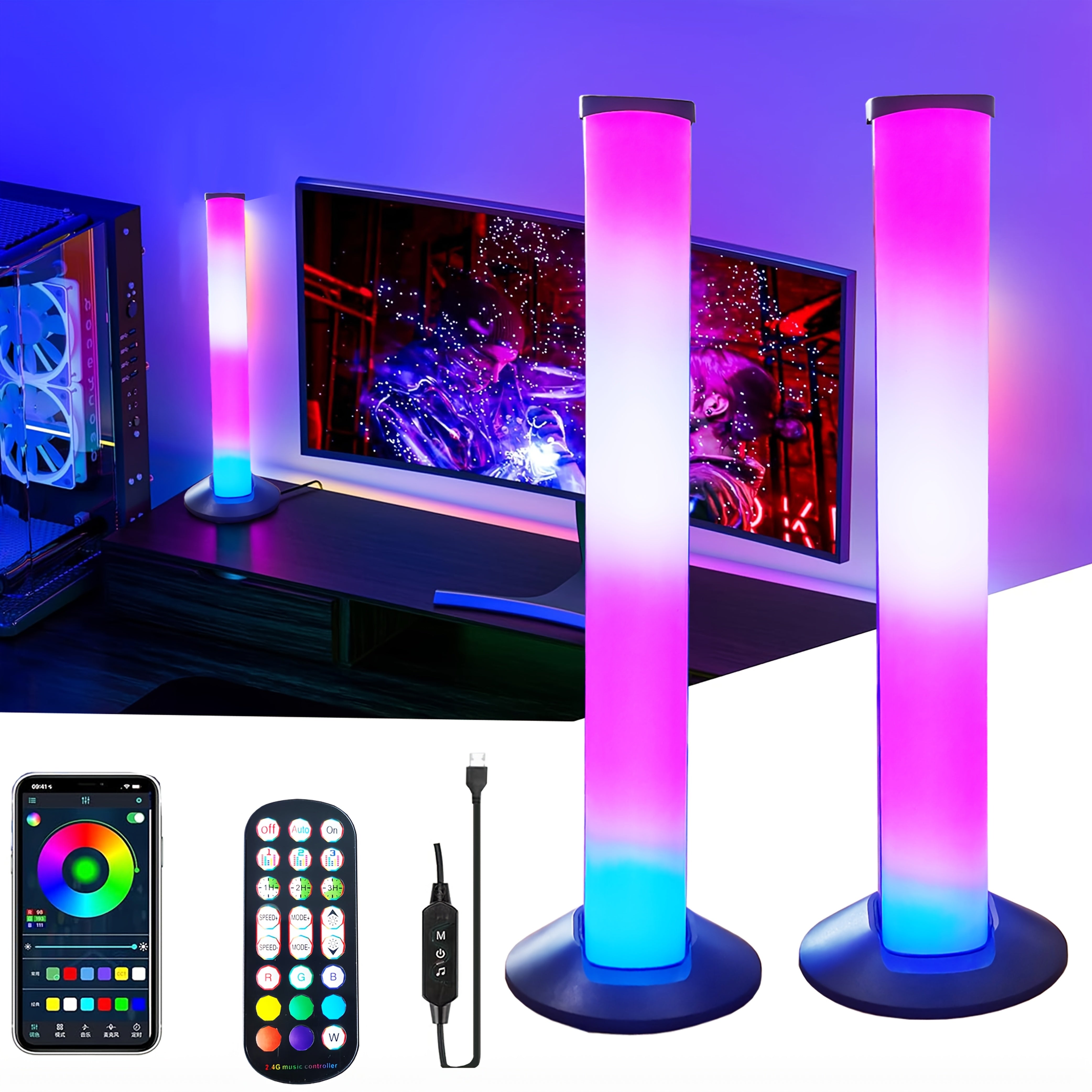 Smart LED Light Bars with App Control USB Powered Multi-Color Ambient Lighting for Gaming TV Backlight Home Office Living Room Parties