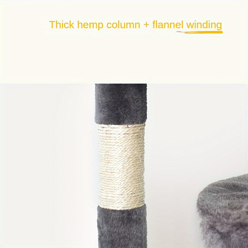 Ichki mushuklar uchun premium yog'och tolali toqqa chiqish minorasi, tirnash postlari, qulay kondi va osilgan o'yinchoqlar bilan.