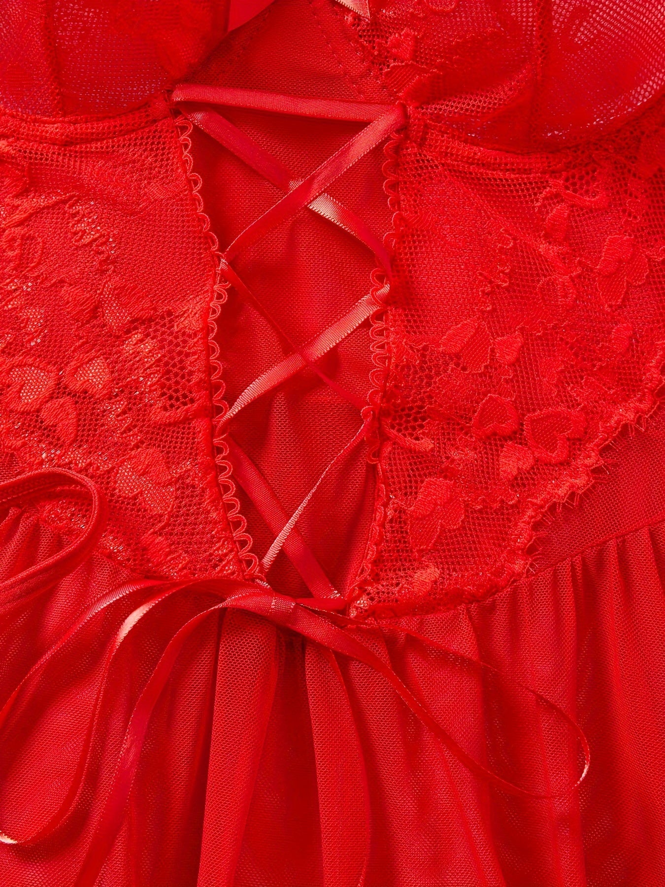 Red Embroidered Pajama Set with Sexy Flair for Women