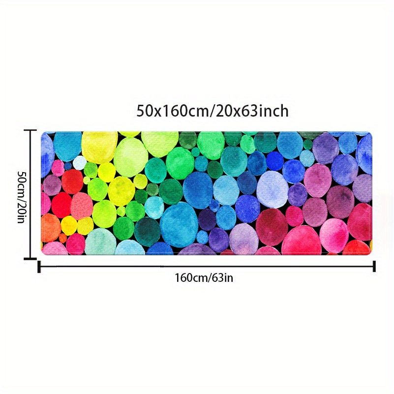 Alfombra de área de piedra arcoíris 3D en 5 tamaños, antideslizante, absorbente de agua, para cocina y baño, pasillo