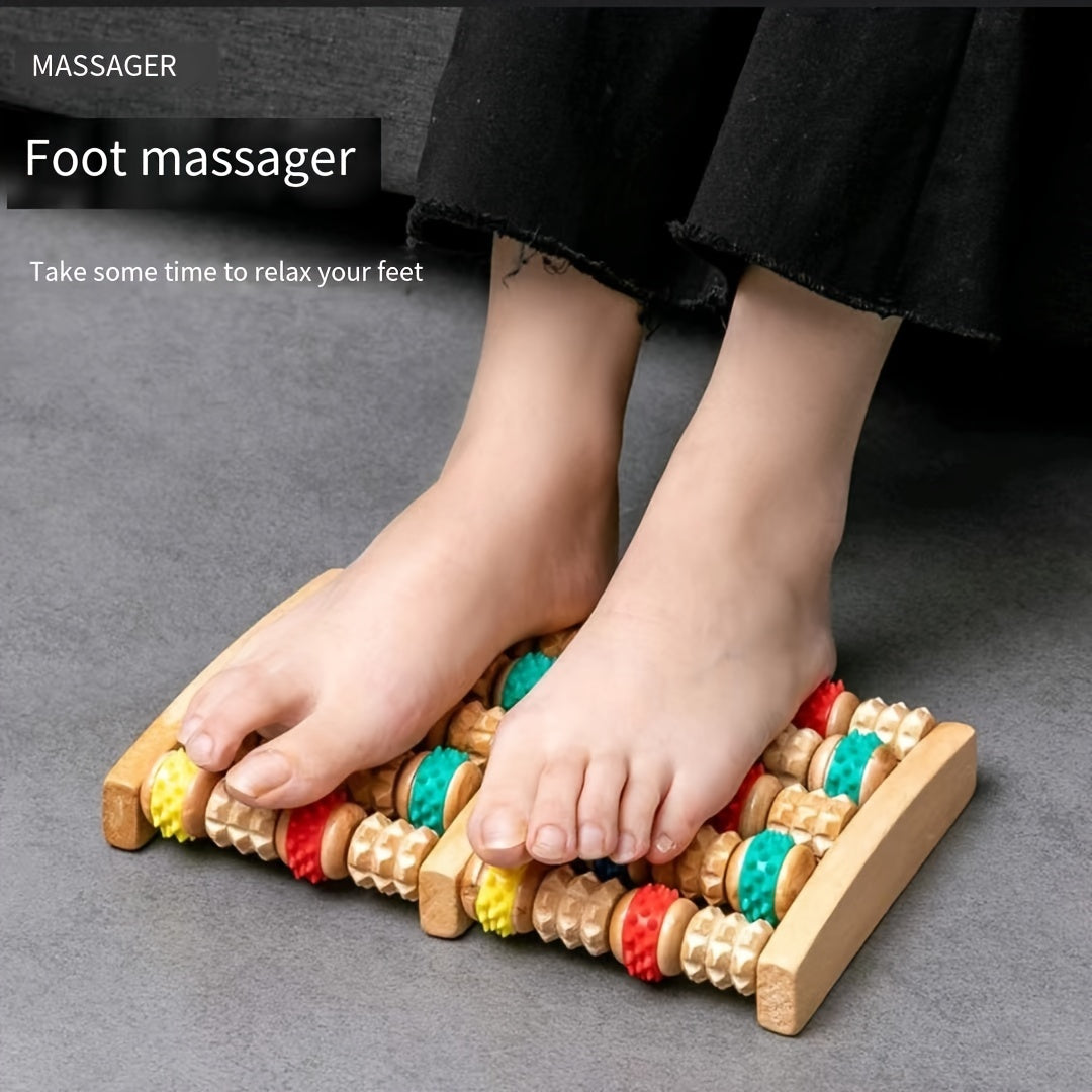 Wooden Dual-Direction Foot Massager for Fatigue Relief and Relaxation