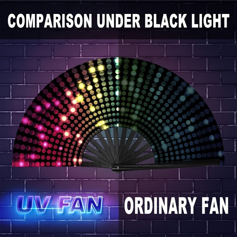 Glow-in-the-Dark Folding Fan with Nature Theme Portable Party Accessory for Raves and Festivals