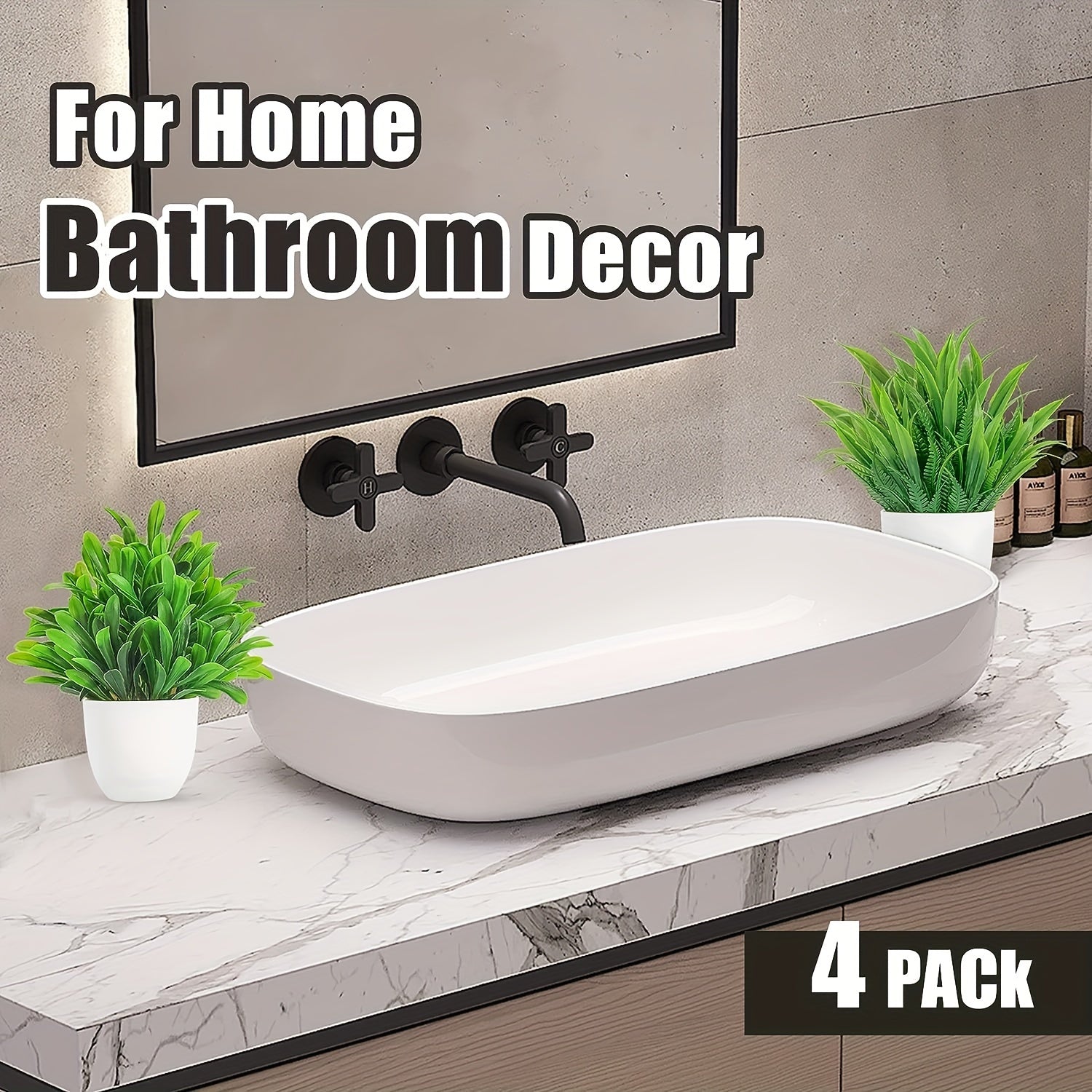 Set of 4 Mini Artificial Bonsai Plants for Indoor Decor Plastic