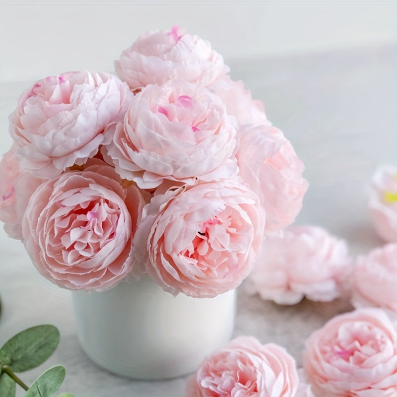 6 ярких стеблей искусственных пионов персикового и красного градиента, диаметр 7,98 см - идеально подходит для DIY свадебного декора, украшения тортов и центральных композиций для дома.