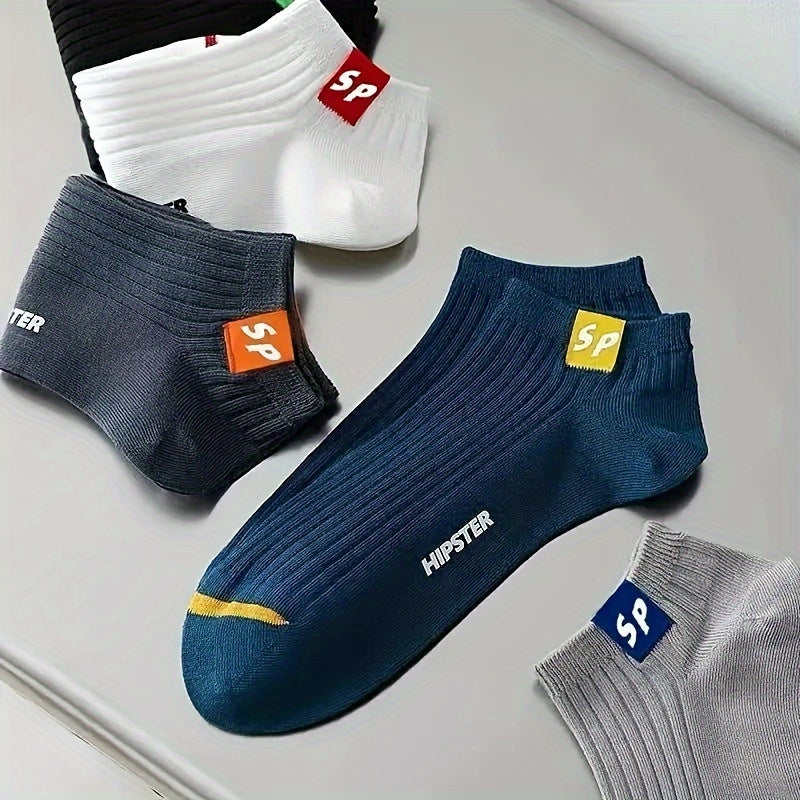 Men's No Show Socks Summer Breathable Comfortable 5 Pairs Polyester Spandex
