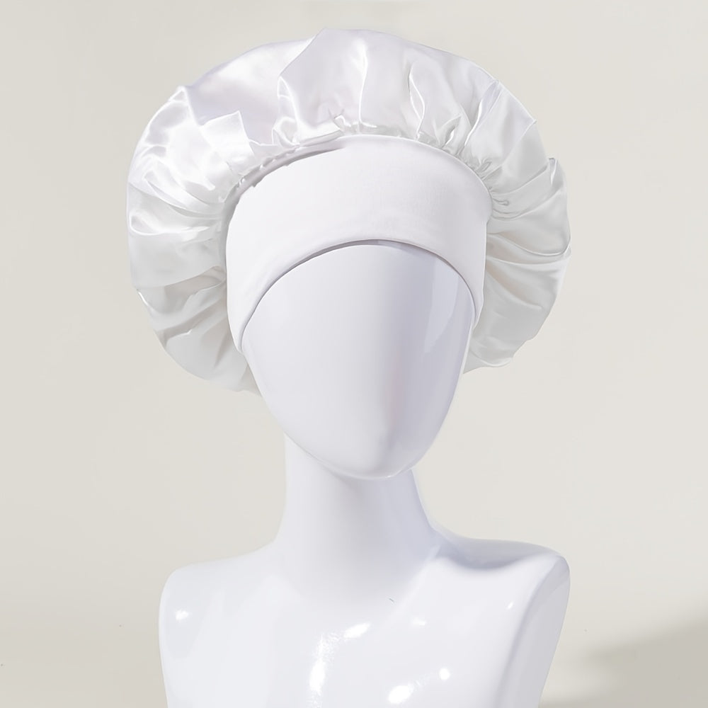 Women's Satin Sleeping Cap with Wide Elastic Band for Curly Hair