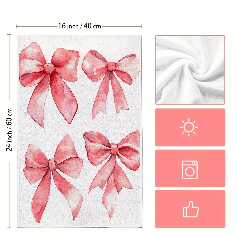 Toallas de cocina ultra suaves con patrón de lazo rojo, absorbentes, 40x60 cm