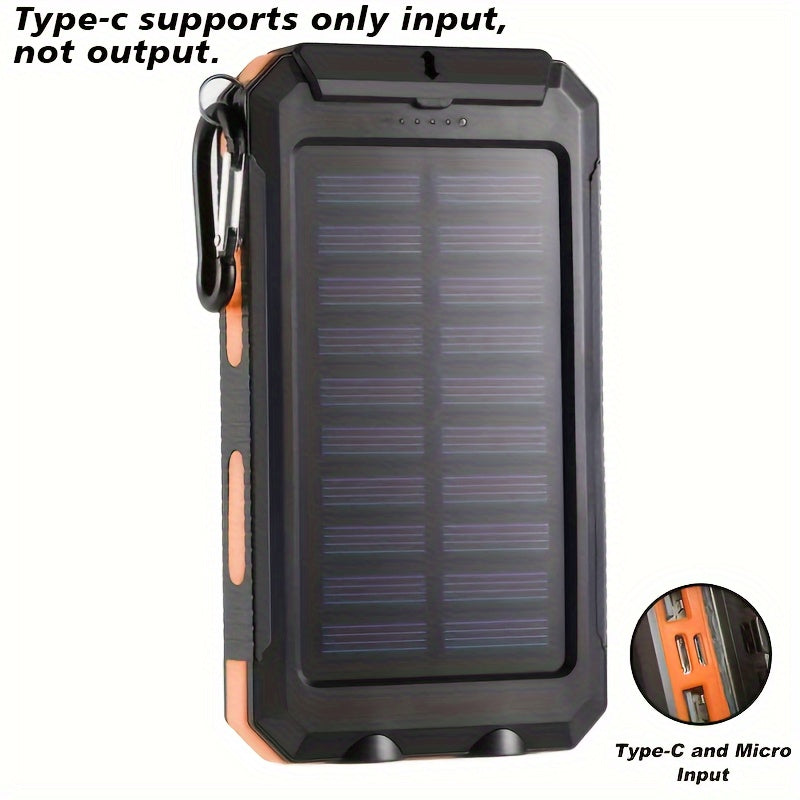 8000mAh Quyosh Energiya Banki USB C va Ikki LED Fleshlight bilan sayohat va tashqarida foydalanish uchun