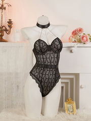 Body de corsé de poliéster a cuadros para mujer con detalle de cadena de metal