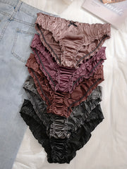 Women's Satin Bow Low Waist Briefs 5 Pack Soft Stretchy Lingerie