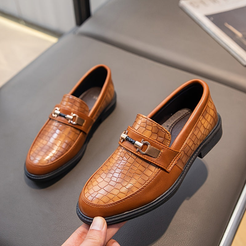 Vintage-Inspired Slip-On Loafers for Boys and Girls Faux Leather Pointed Toe Casual Dress Shoes Black Brown