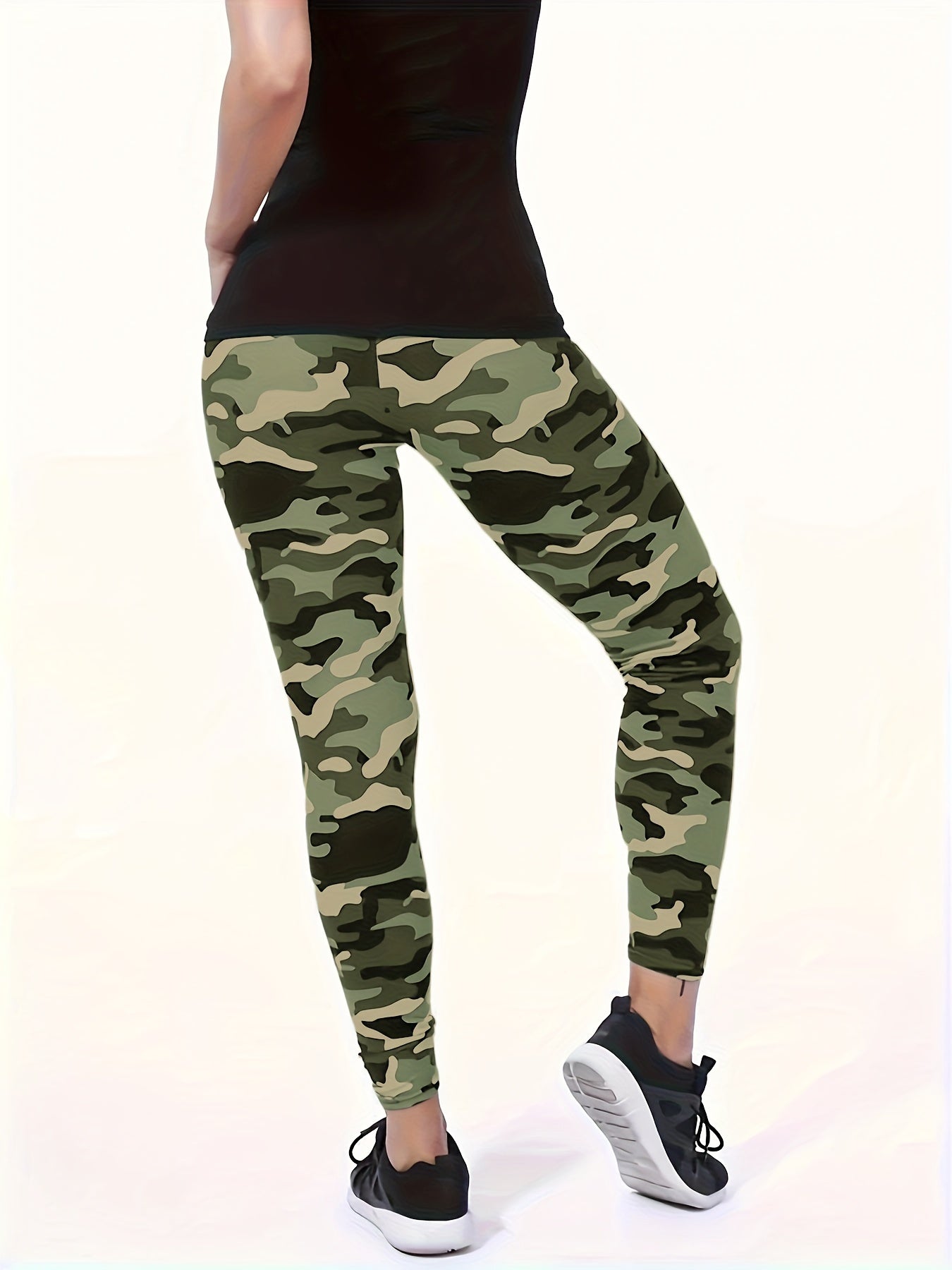 Women Plus Size Camouflage Print Skinny Leggings Casual Stretchy Pants