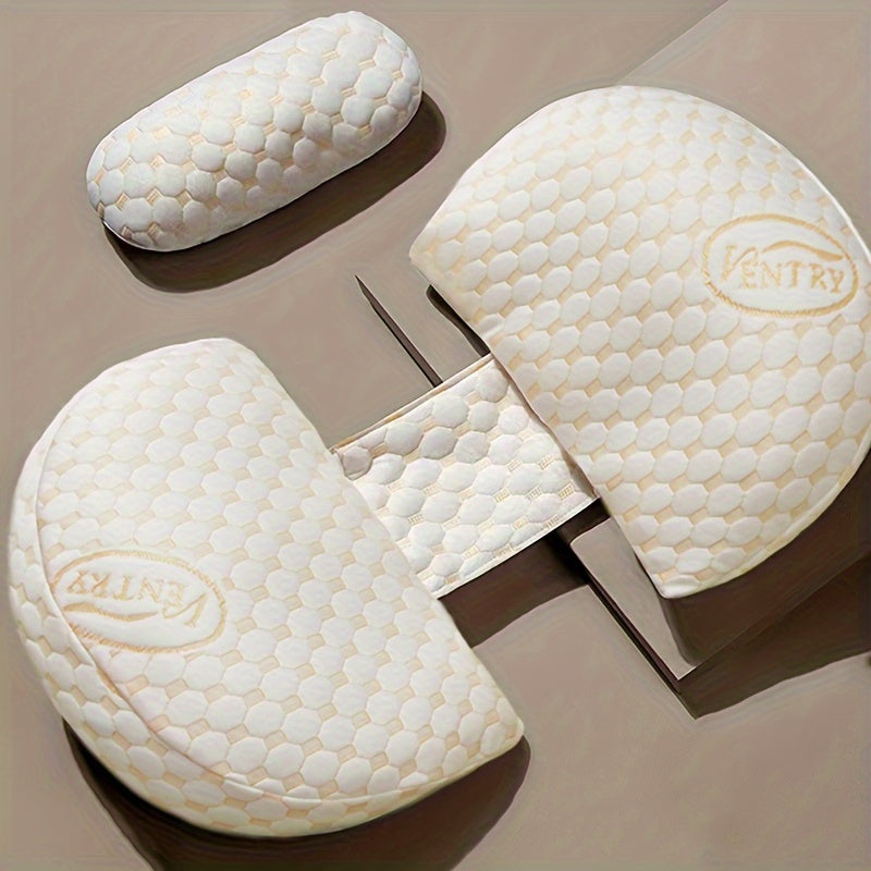 Gul naqshli U-shaklidagi homiladorlik yostiqchasi, yonma-yon yotish uchun qorinni qo'llab-quvvatlash va belni himoya qilish uchun mo'ljallangan