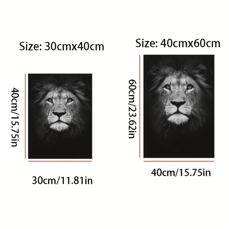 Uy ofis dekoratsiyasi uchun qora va oq sher devor san'ati kanvas portreti