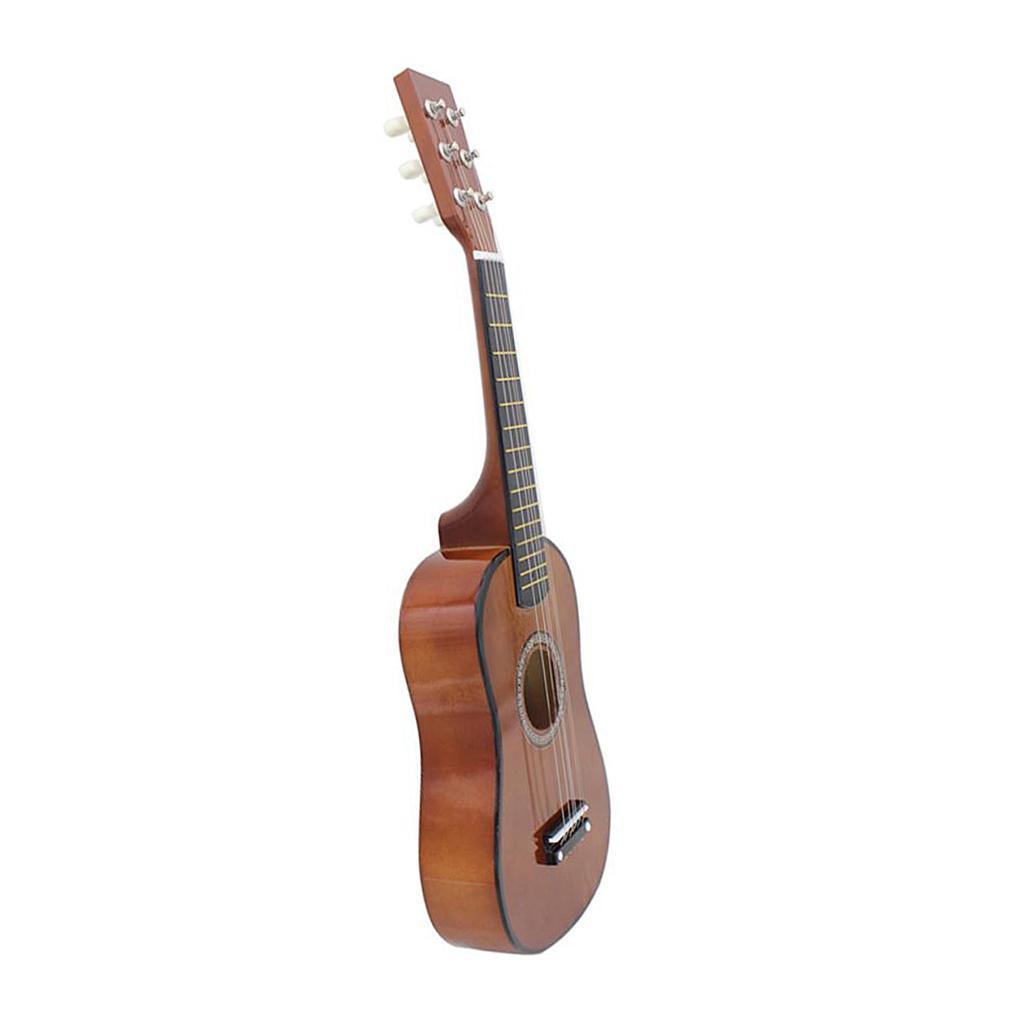 Mini Acoustic Guitar 23 Inch for Beginners Kids Coffee Brown