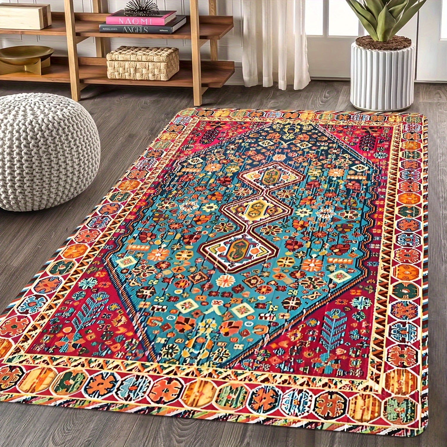 Persian-Inspired Area Rug Bohemian Chic Durable Easy to Clean for Living Room Bedroom