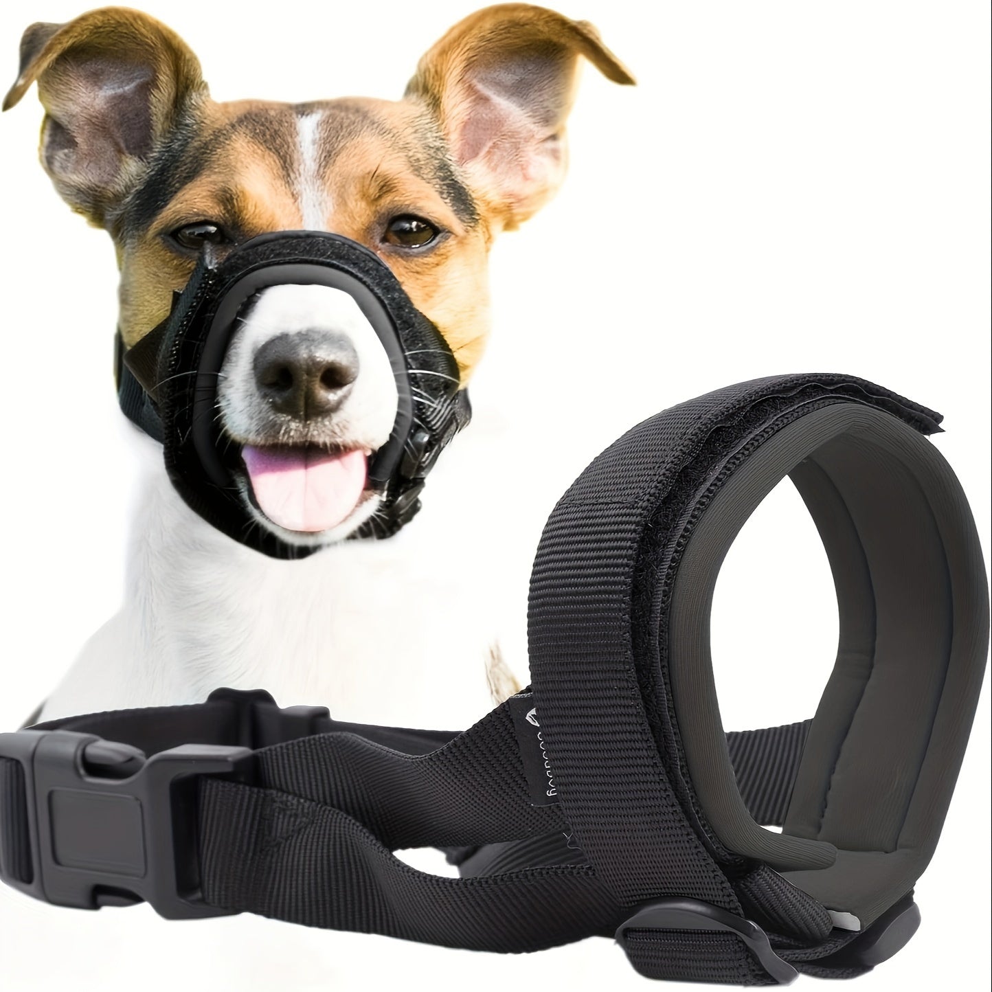 Adjustable Soft Padded Nylon Dog Muzzle Prevents Biting and Barking for All Sizes