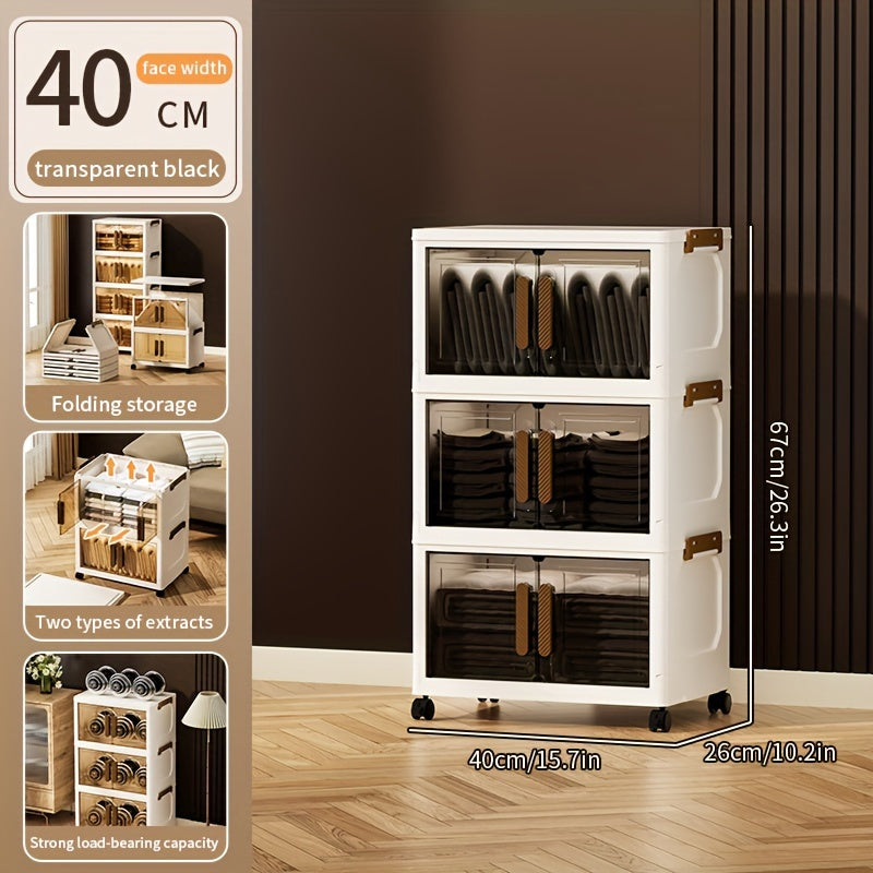 Складные пластиковые контейнеры для хранения на 5 уровней с крышками и колесами для шкафов, ванных комнат, офисов и общежитий.